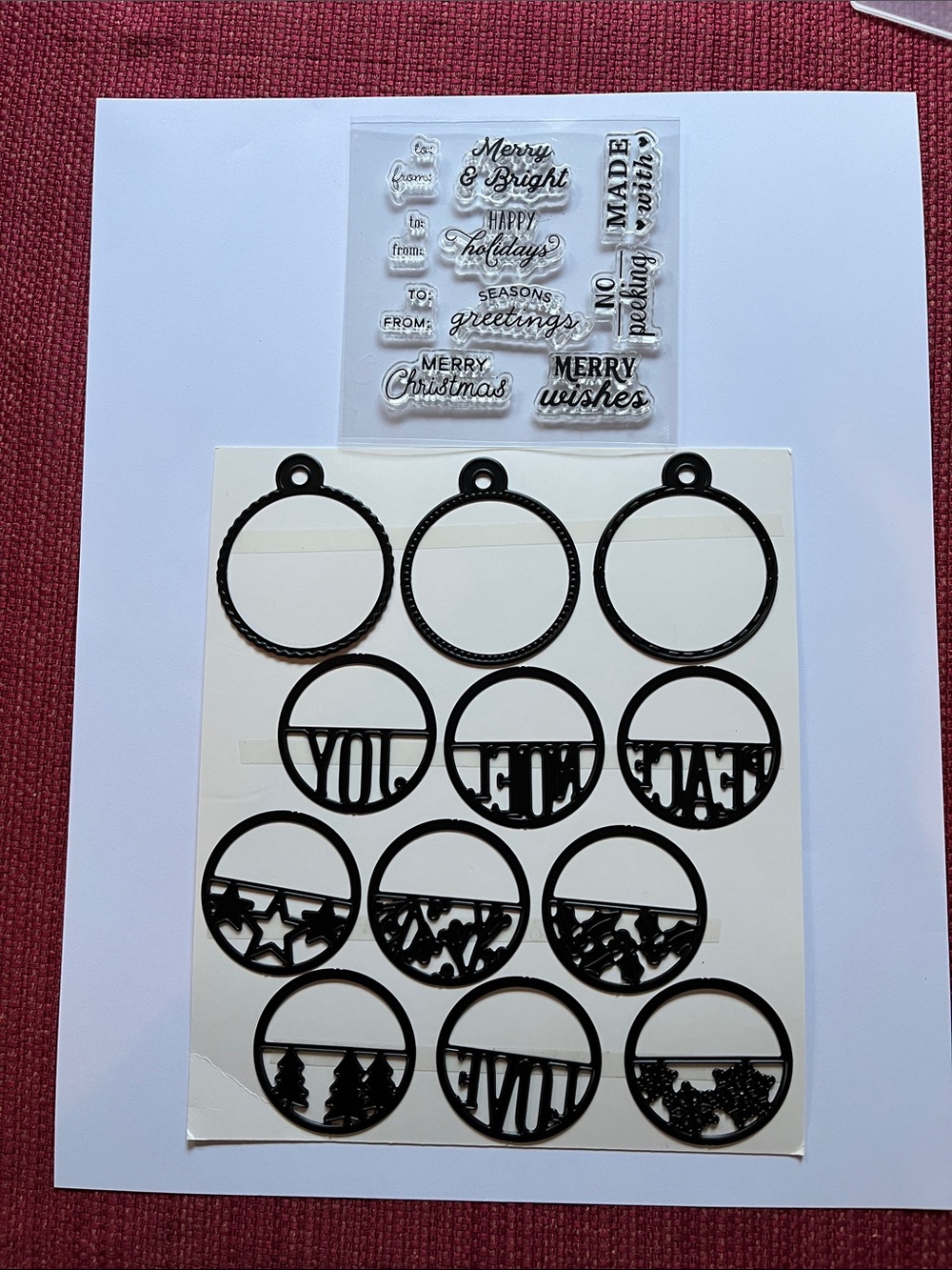 Mixed Media Holiday Ornament Tag Set - Black